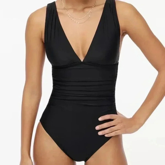 J. Crew V-neck ruched one-piece swimsuit - size XS NWT - Picture 2 of 10